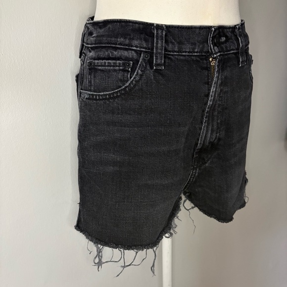 BDG UO Dark Gray Jean Shorts Frayed Hem High‑Rise Denim Women’s Size 28 - Picture 4 of 15